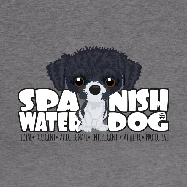 Spanish Water Dog (Black&White) - DGBigHead by DoggyGraphics